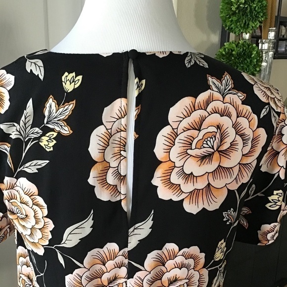 Floral Dress Women’s SMALL Black & Beige Lotus Print Career Forever 21 Tags NEW - Picture 12 of 15
